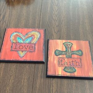 “5/$20” Show Offs Art Love Heart  And Faith Cross Wooden Plaques